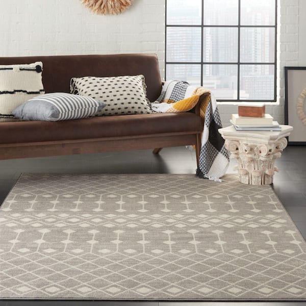 Grafix Grey 4 ft. x 6 ft. Moroccan Boho Area Rug