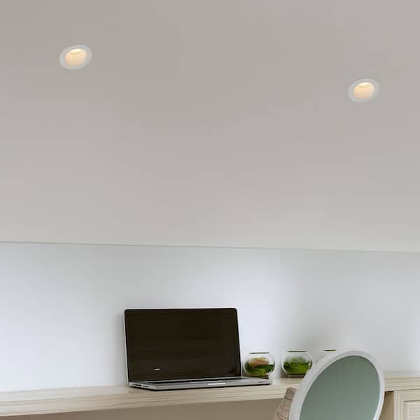 2 in. Slim Round Sloped Recessed Anti-Glare LED Downlight, White Trim, Canless IC Rated, 600 Lumens, 5 CCT 2700K-5000K
