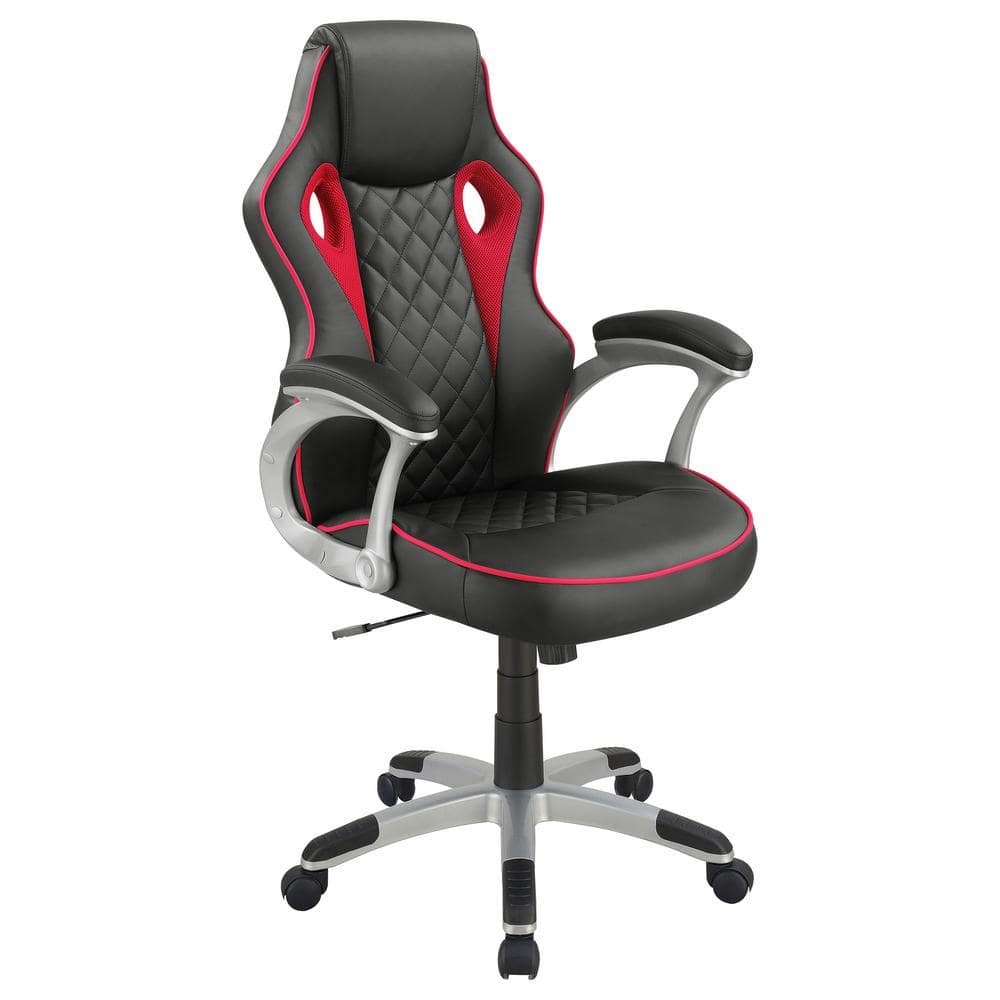 High Back Black and Red Faux Leather Swivel Executive Chair