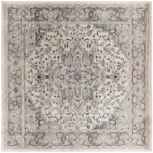 Concerto Ivory Grey 8 ft. x 8 ft. Center medallion Traditional Square Area Rug