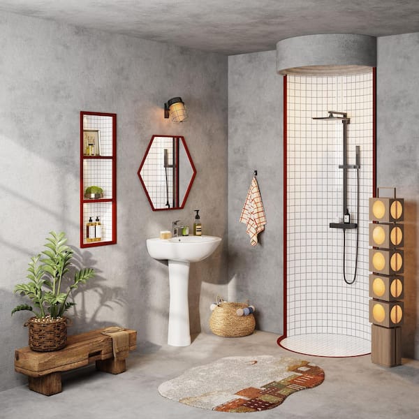 Classic 20 in. Tall U-Shape White Vitreous China Pedestal Bathroom Sink With Overflow