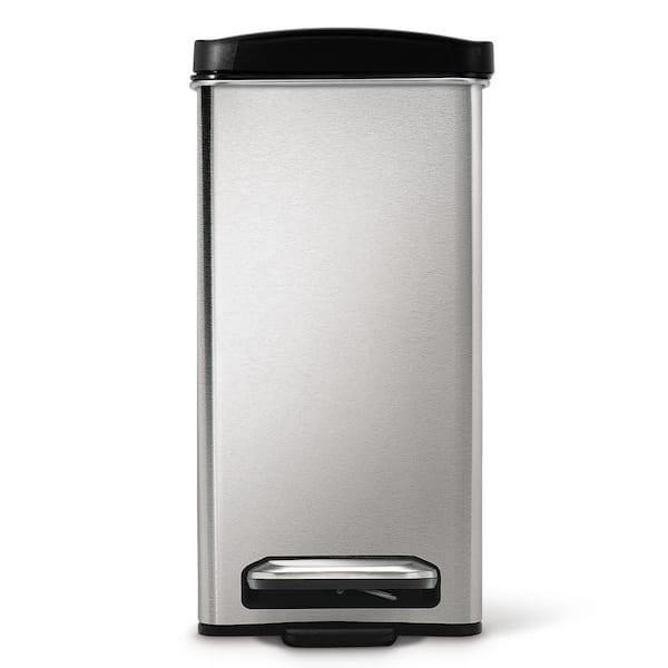 simplehuman 10L Slim Profile Step Bathroom Trash Can, Brushed