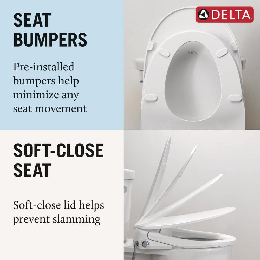 White Elongated Electric Bidet Toilet Seat with Remote