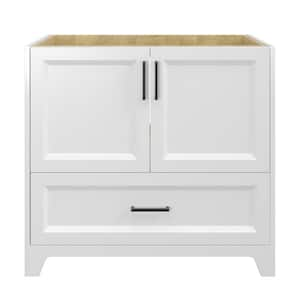 36 in. W x 22 in. D x 34 in. H Freestanding Bath Vanity Cabinet without Top in White for Bathroom Solid Wood Soft Close