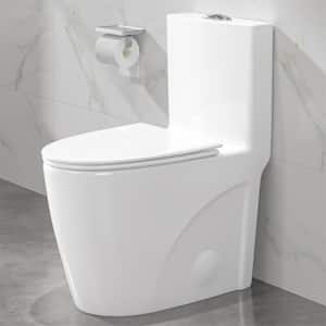 Reno 1-Piece 1.1/1.6 GPF Siphon Dual Flush Elongated ADA Chair Height Toilet in Crisp White, Seat Included