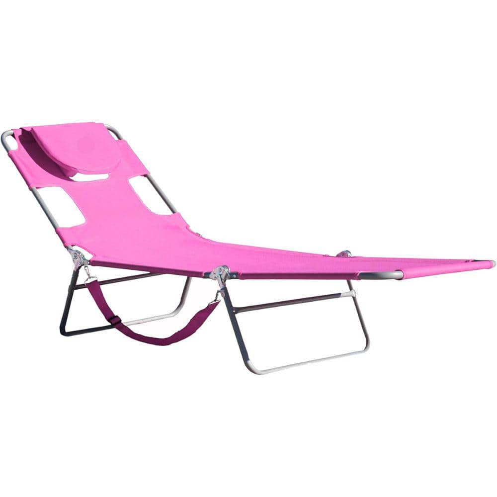 ITOPFOX Beach Pink Aluminum Folding Beach Chair HDPH033OT010