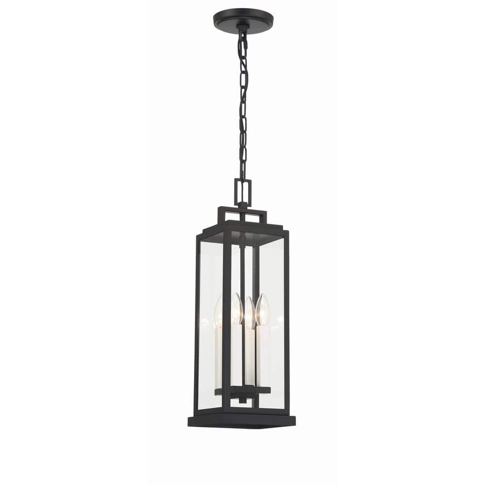 Aspen Matte Black Glass 4-Light Outdoor Pendant