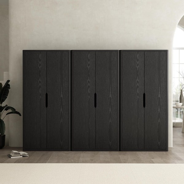 Rivington 79 in. Tall Modern Black Composite Wood 5-Shelf Standard Bookcase (Set of 3)