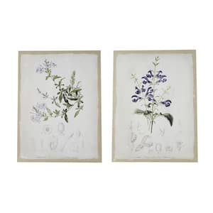 White and Black Wooden Framed Floral Wall Art Prints (Set of 2)