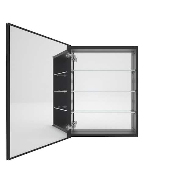LuminaCare 23 in. W x 30 in. H Rectangular Silver Aluminum Medicine Cabinet with Mirror