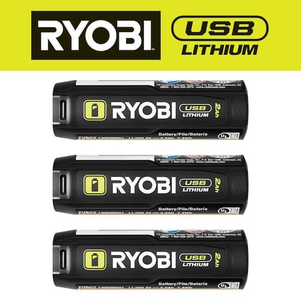 USB Lithium 2.0 Ah Lithium Rechargeable Battery (3-Pack)