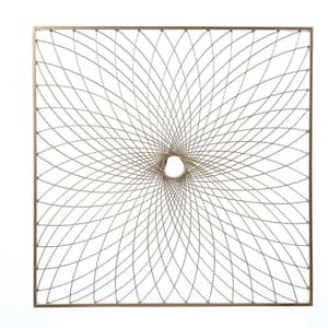24 in. Metal Gold Finish Starburst Square Wall Dcor