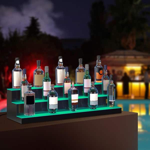 SKYSHALO LED Lighted Liquor Bottle Display, 3 Tiers 40 in