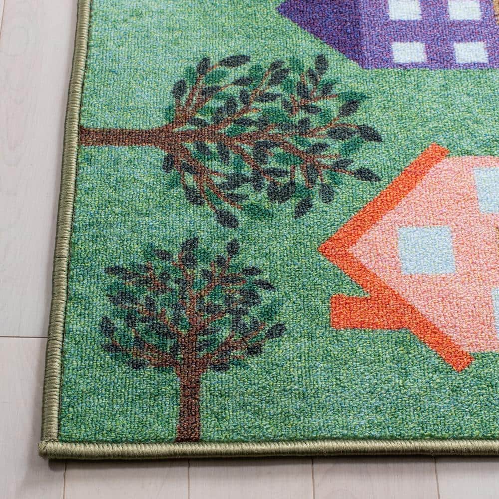 Kids Green and Charcoal Playhouse Washable Area Rug