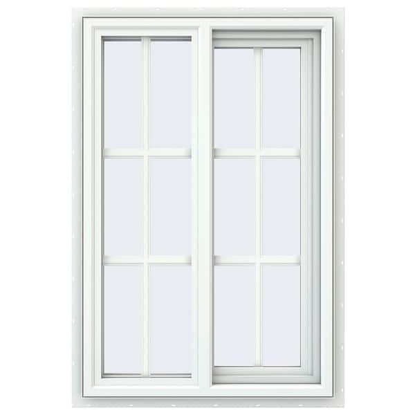 JELD-WEN 23.5 in. x 35.5 in. V-4500 Series White Vinyl Right-Handed Sliding Window with Colonial Grids/Grilles