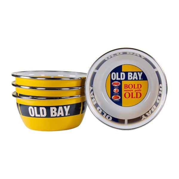 Golden Rabbit Old Bay 3-cup Enameled Steel Round Soup Bowl Set of 4