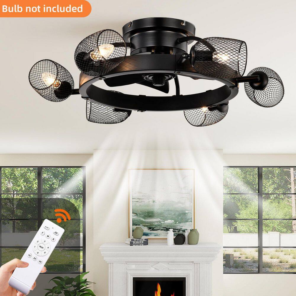 25.8-Inch Black Low Profile Flush Mount Ceiling Fan with Light, DC Motor, Reversible Airflow, Remote Control, Not Bulbs price history on PriceWatchPro