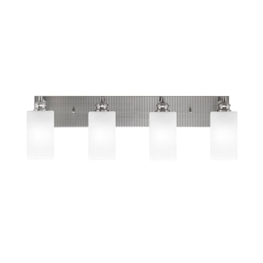 Albany 30.75 in. 4-Light Brushed Nickel Vanity Light with Square White Marb