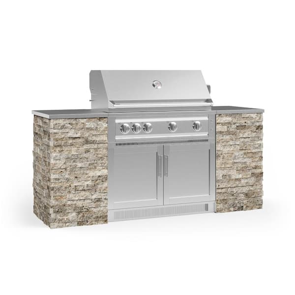 NewAge Products Signature Series 79.16 in. x 25.5 in. x 51 in. 6-Piece Outdoor Kitchen Cabinet Set with Natural Gas 40 in. Grill
