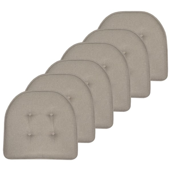 Sweet Home Collection Solid U-Shape Memory Foam 17 in. x 16 in. Non-Slip Indoor/Outdoor Chair Seat Cushion (6-Pack), Khaki