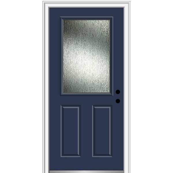 MMI Door 34 in. x 80 in. Left-Hand/Inswing Rain Glass Naval Fiberglass Prehung Front Door on 6-9/16 in. Frame
