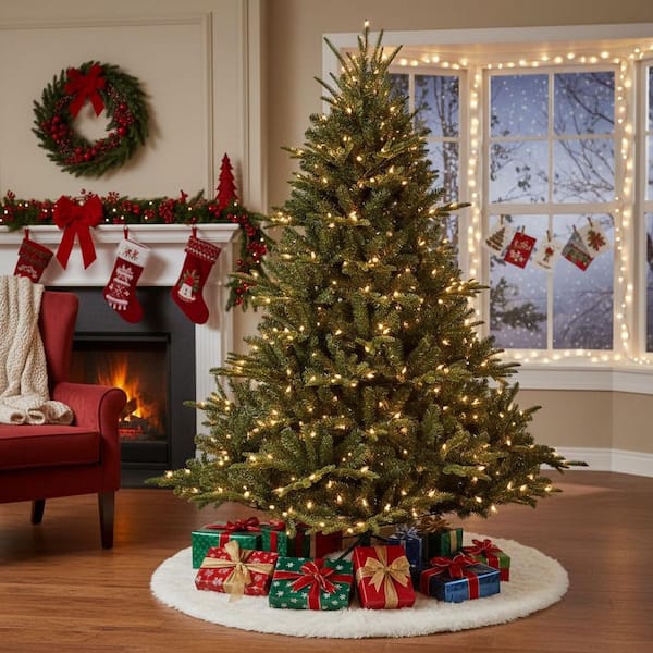 9 ft. Christmas Tree Artificial Tree with 1100 UL Lights, 3451Tips, Stable Metal Stand, Hinged Structure for Easy Setup