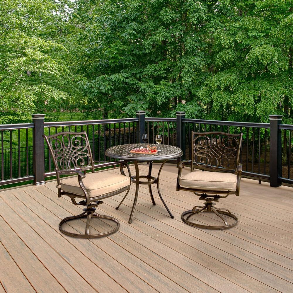 Natural Oat Aluminum 3-Piece Bistro Set with Cushions