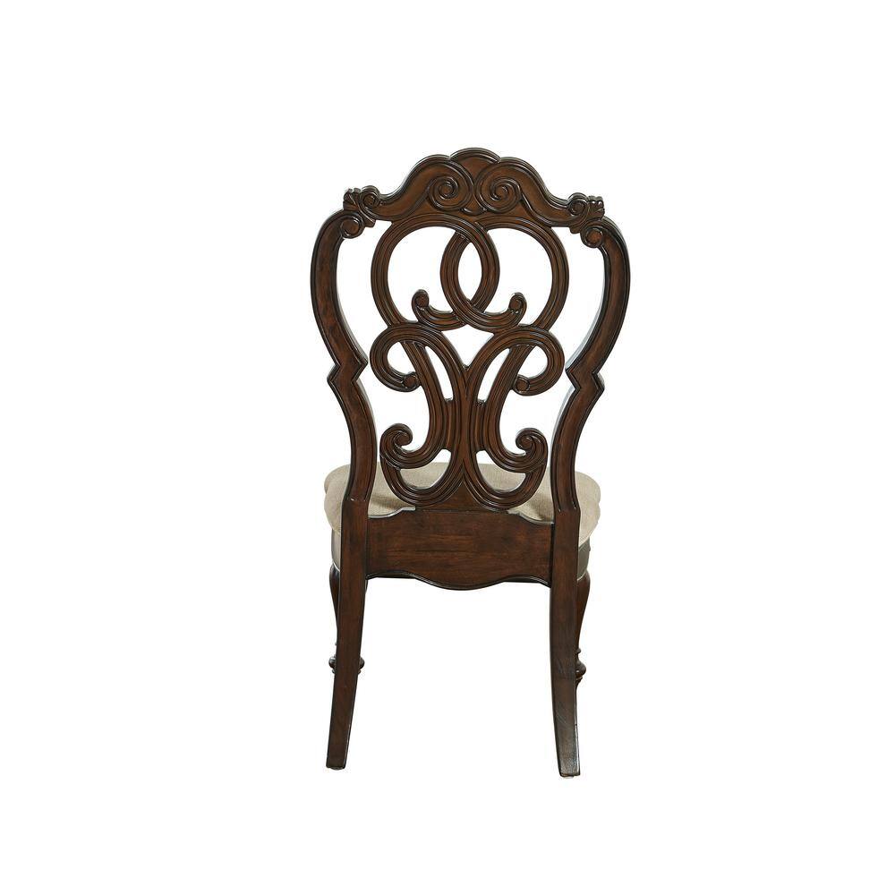 Warm Pecan Upholstered Traditional Side Chair