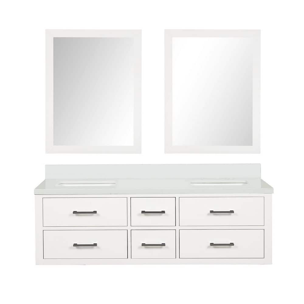 Sherman 60 in W x 22 in D White Double Bath Vanity with White Quartz Top, and 28 in Mirrors price history on PriceWatchPro