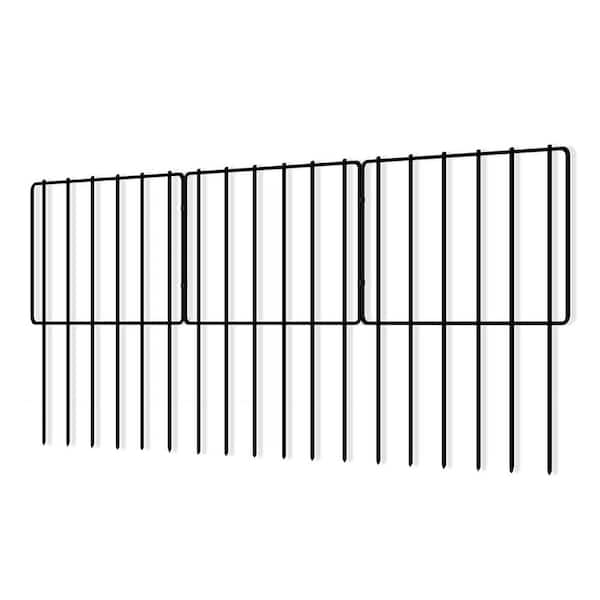 17 in. Rustproof Metal Garden Fence Animal Barrier 25 Panels No Digging for Rabbit Dog Ground Defense Outdoor Use