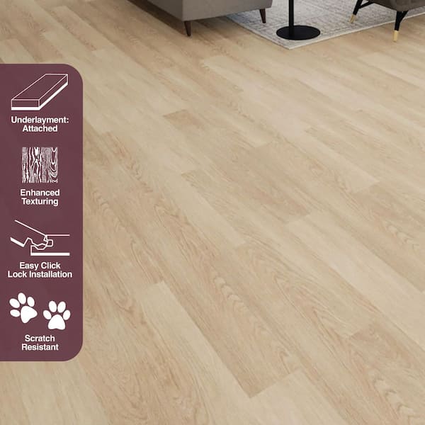 Crater Lake Oak 12 MIL x 7.1 in. W x 48 in. L Click Lock Waterproof Luxury Vinyl Plank Flooring (23.4 sq. ft./case)
