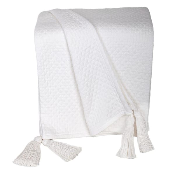 PARKLAND COLLECTION Improve Your Living Area with the Pure Cotton-Made White Throw Blanket