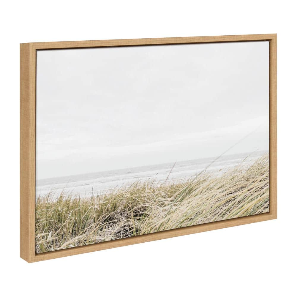 East Beach Coastal Landscape Canvas Art with Natural Frame