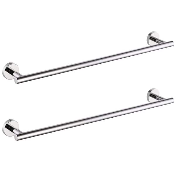 Wall Mounted Towel Bar in Stainless Steel 24 in. Polished Chrome (2-Pack)