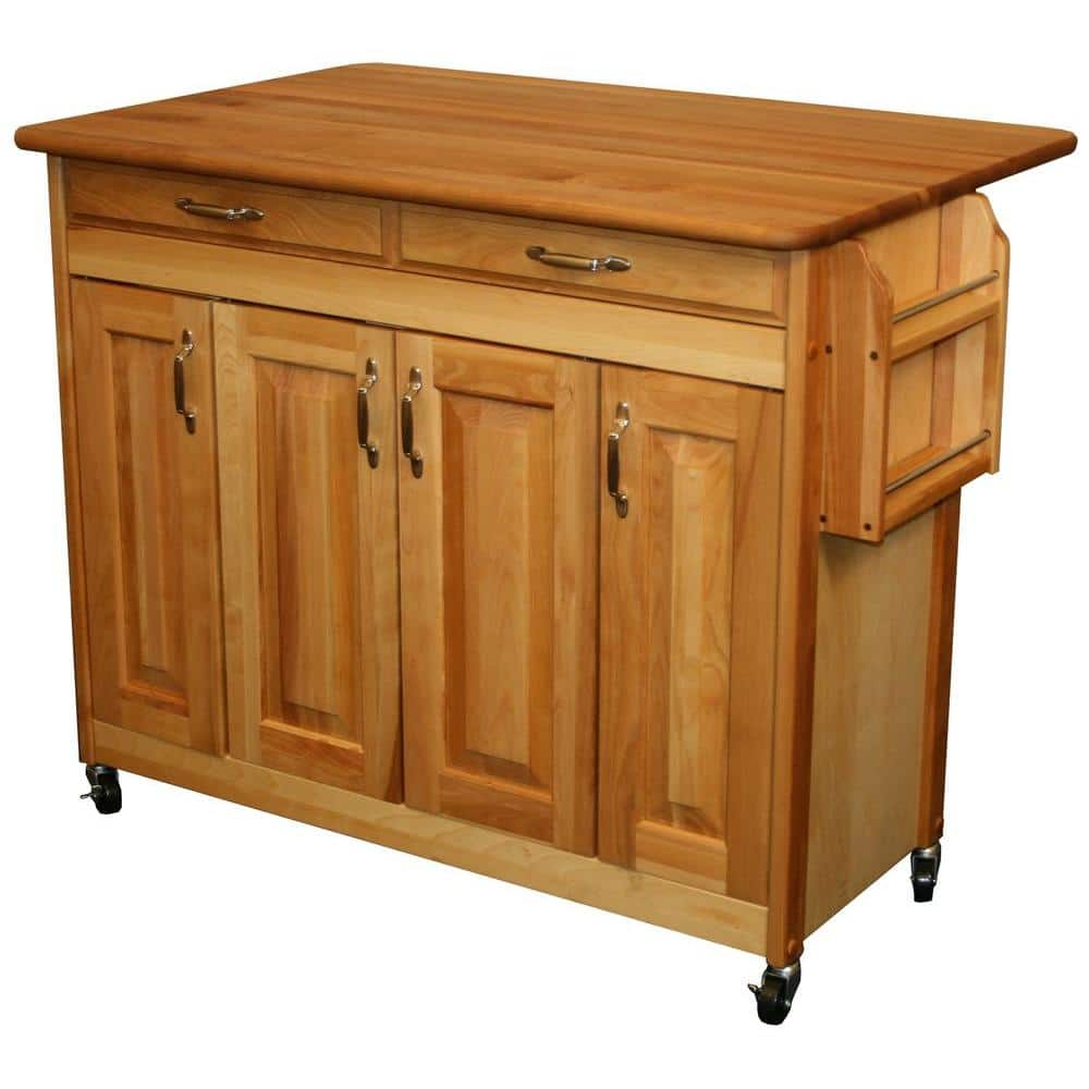 Catskill Craftsmen 44-3/8 in. Butcher Block Kitchen Island with Drop Leaf, birch oil finish -  54228