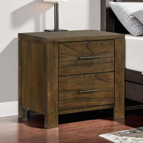 Suli Oak Brown 2 Drawer 16.5 in W Nightstand