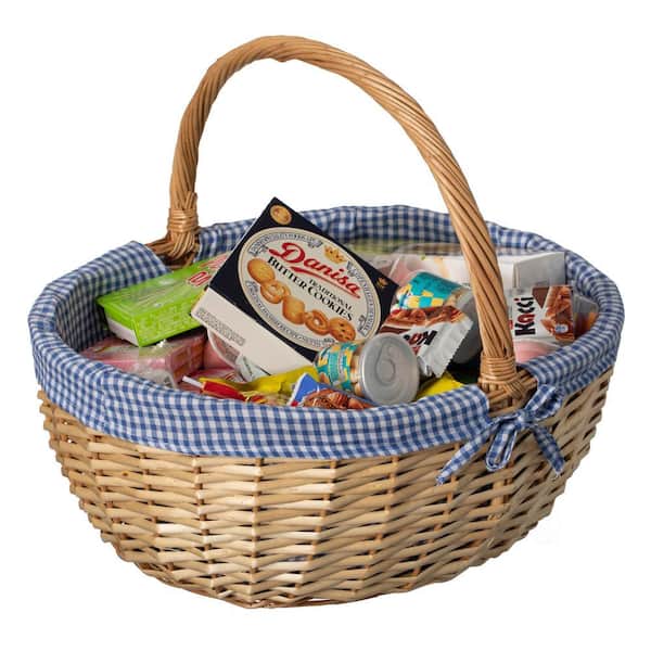 WICKERWISE Picnic Basket with Handle and Washable Plaid Liner