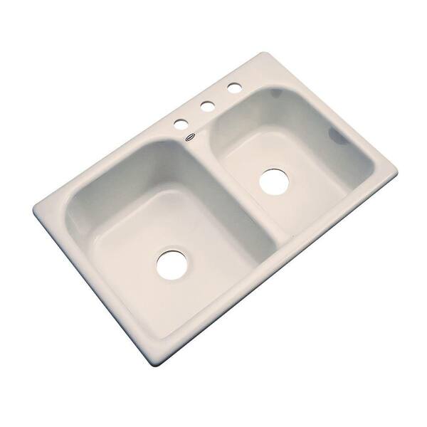 Thermocast Cambridge Drop-In Acrylic 33 in. 3-Hole Double Bowl Kitchen Sink in Candle Lyte