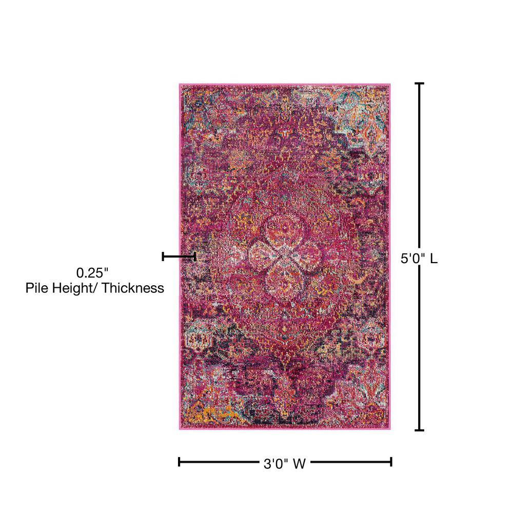 Reversible Fuchsia/Purple Synthetic 3' x 5' Area Rug
