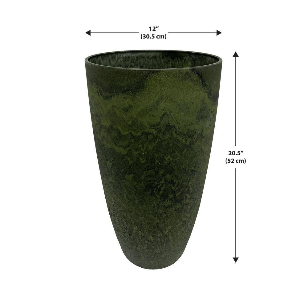 20" Green Composite Stone and Resin Outdoor Planter