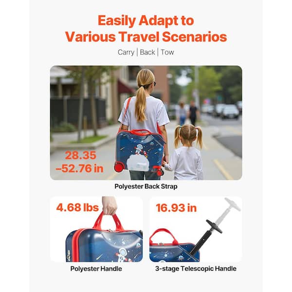 SVOPES Ride-on Luggage, 26 L Capacity, 18 in. Toddler Carry-On with Wheels, Adjustable Strap, Lightweight Kids Suitcase
