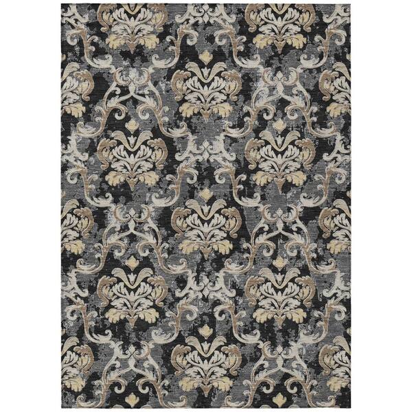 Chantille Machine Washable Indoor/Outdoor Abstract ACN3167 Black 5 ft. x 7 ft. 6 in. Area Rug