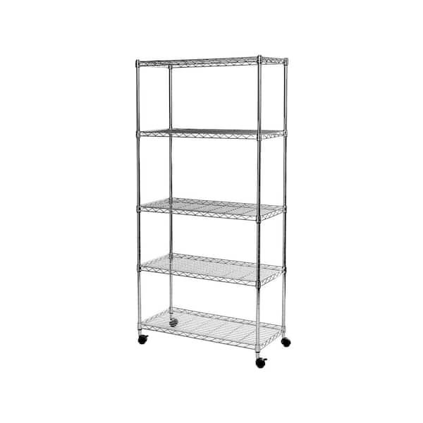 Chrome Wire Shelving with 5 Shelves - 8D x 30W x 84H (SC083084-5)