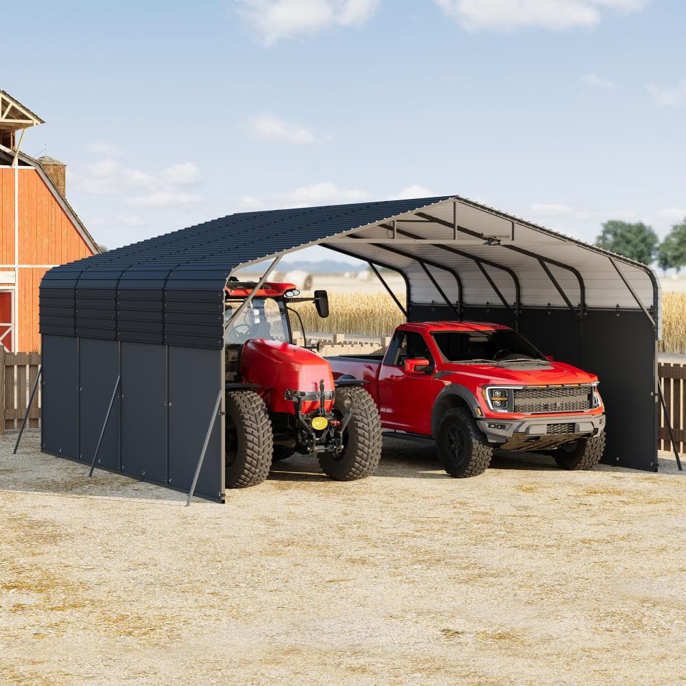 Heavy-Duty 20x20 FT Galvanized Steel Carport with Metal Roof & LED Solar Lamp for 2 Cars, RVs, Boats, Trucks price history on PriceWatchPro