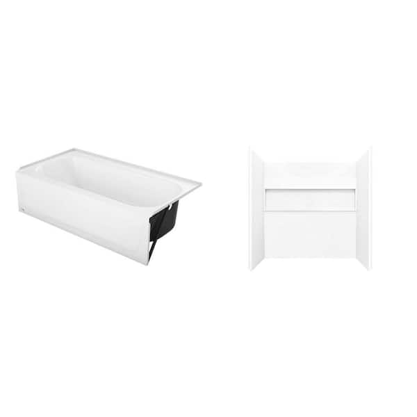 Maui Plus 60 in. x 32 in. Bathtub and NexTile 60 in. x 32 in. x 60 in. Tub Surround Combo