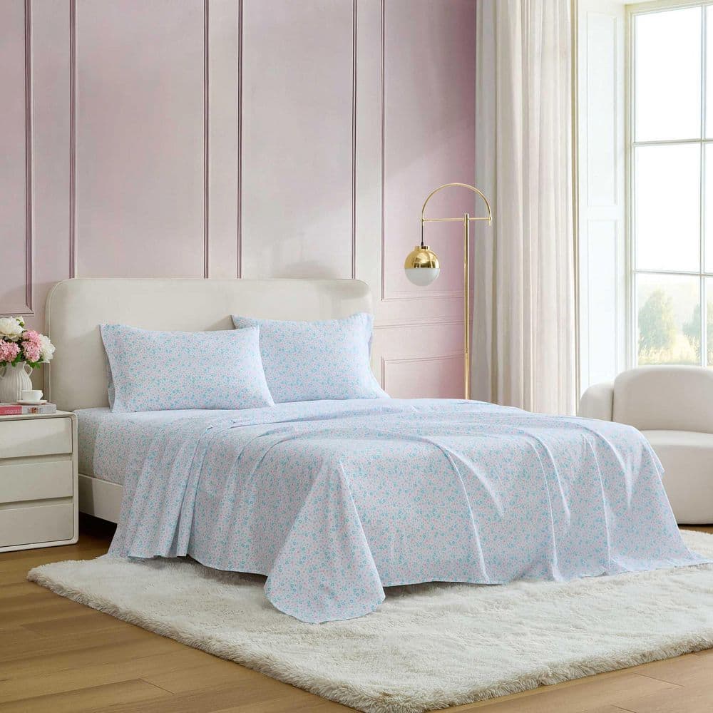 Leopard Rosettes 4-Piece White/Pink/Aqua Microfiber Full Sheet Set price history on PriceWatchPro