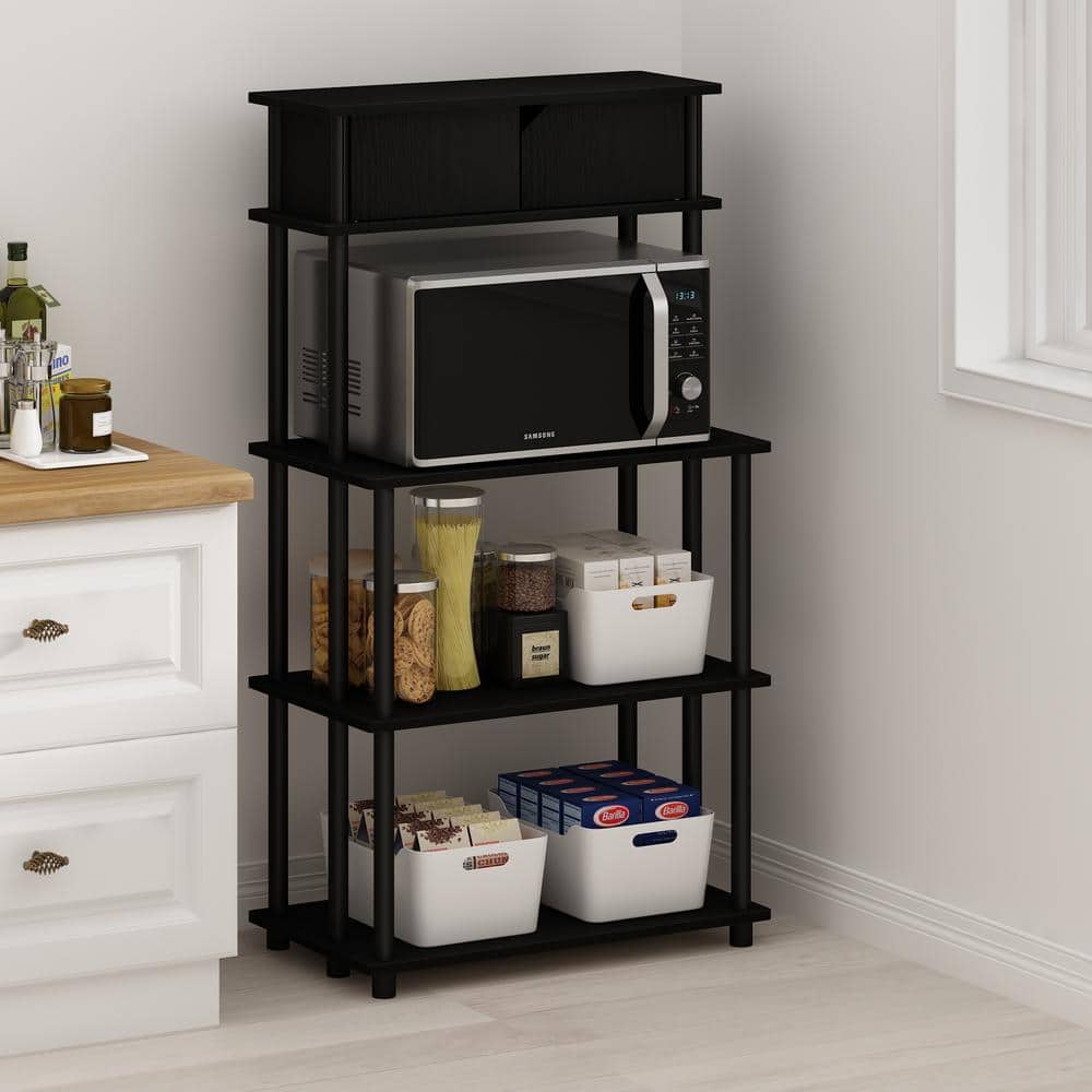 Furinno Turn-N-Tube Toolless Storage Shelf with Top Cabinet, Americano/Black