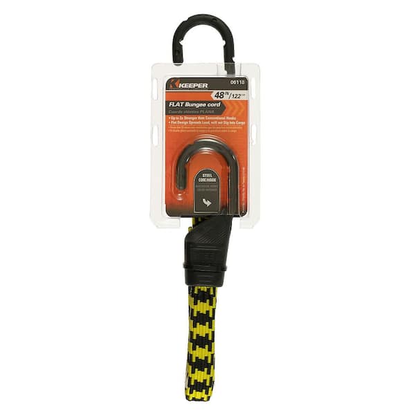 Keeper 48 in. Yellow and Black Flat Bungee Cord with Hooks 06118 - The Home  Depot