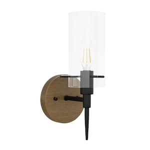 Farmhouse 3.14 in. 1-Light Black Wall Sconce Industrial Wall Lights with Clear Glass Shades