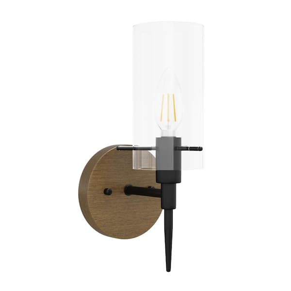 aiwen Farmhouse 3.14 in. 1-Light Black Wall Sconce Industrial Wall Lights with Clear Glass Shades